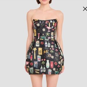 Amanda Uprichard Black Bowery Mini Strapless Dress NWT